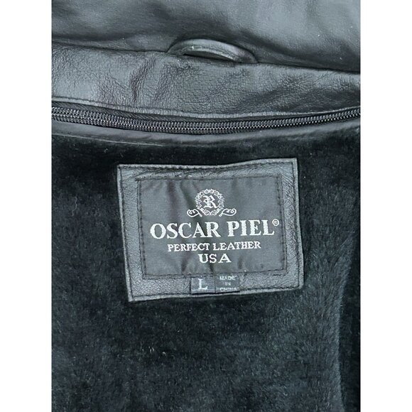 Oscar Piel American Flag MAGA Leather Jacket  Perfect Leather USA Mens Large VTG - Picture 3 of 16